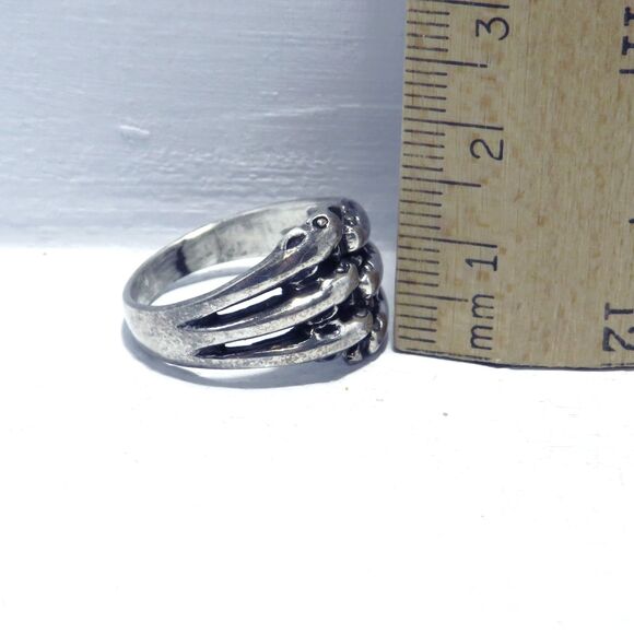 Vintage Sterling Silver Ring Sz 8 with 3 Dolphins for Women, Mother's Day Gift - Picture 8 of 8